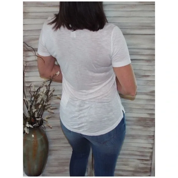 Burnout Melange Tissue Scoop Shirt Tee White 1120 - Picture 4 of 7